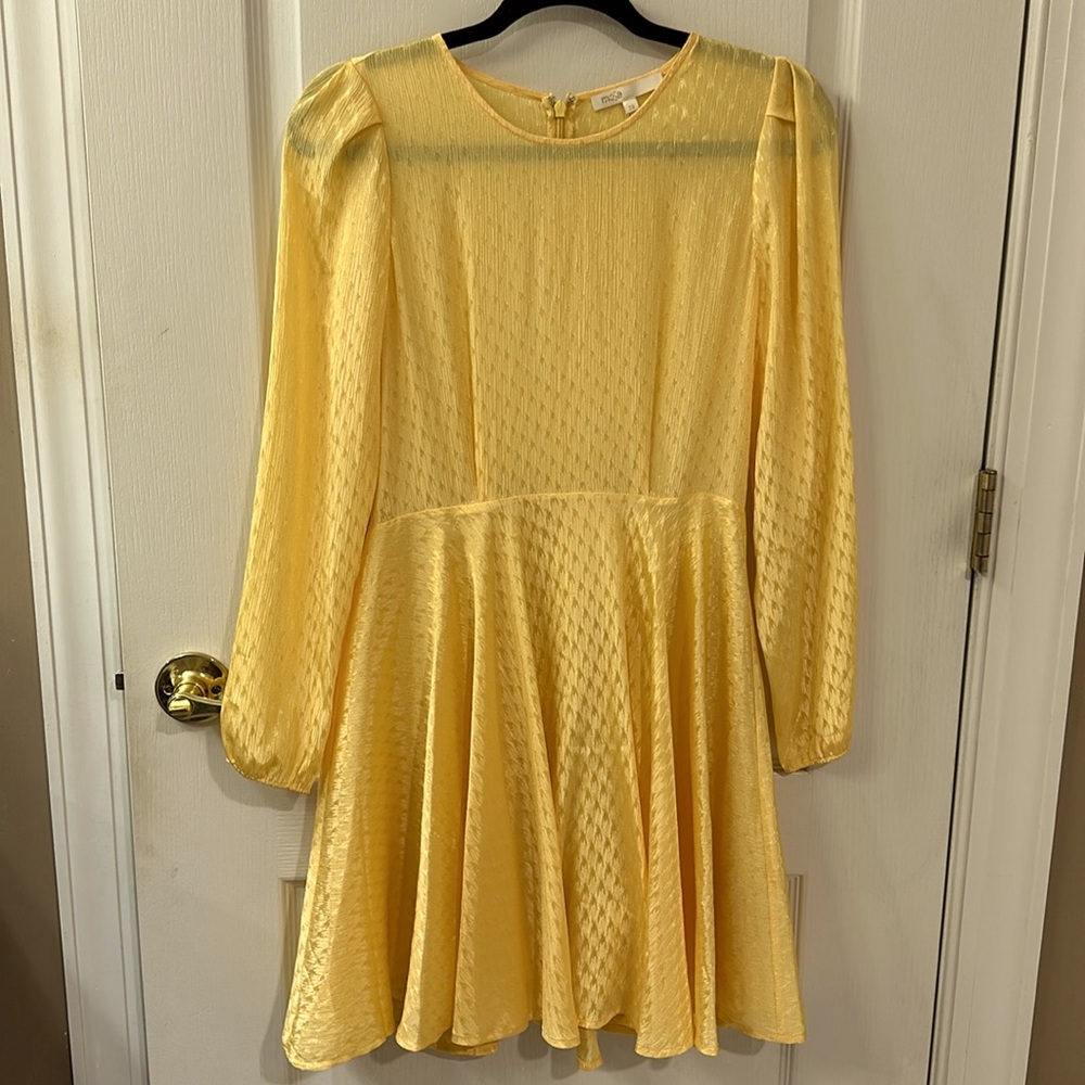 MAJE yellow midi dress size 36, Small US. One time used.